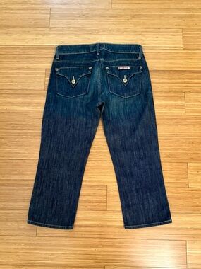 Hudson Jeans Dark Blue Denim Cropped Jeans with Contrast Stitching